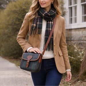 Vintage Polo Ralph Lauren Plaid Leather Crossbody Equestrian Bag - Tartan Plaid